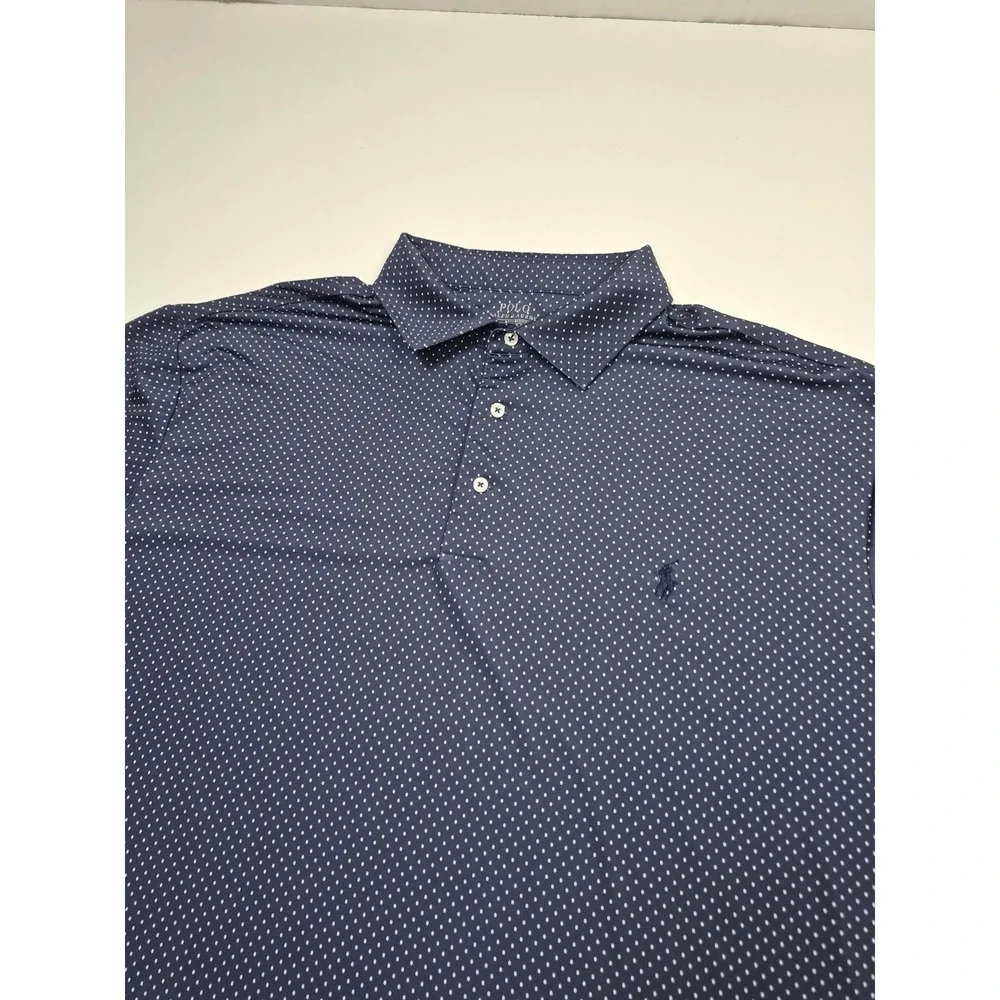 Polo Ralph Lauren Polo Shirt Mens 2XB Big Blue Polka Dot Golf Performance
